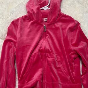 Inspired Hot Pink Velour Zip-Up Hoodie